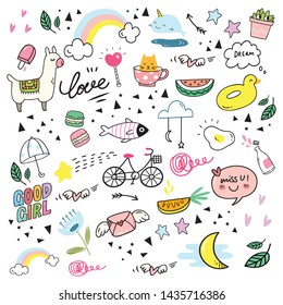 set of cute hand drawn doodles