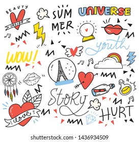 Set of cute hand drawn doodles