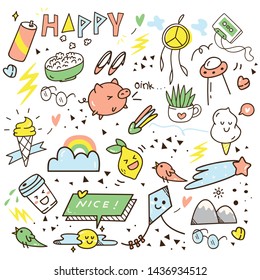 Set of cute hand drawn doodles