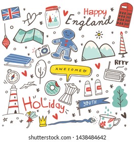 Set of cute hand drawn doodles