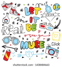 Set of cute hand drawn doodles