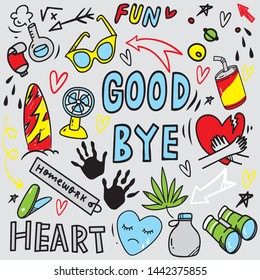 Set of cute hand drawn doodles