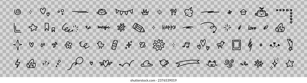 set of cute hand drawn doodles. Vector scribbles