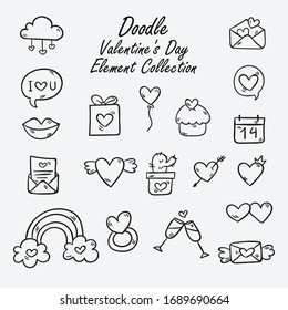 Set of cute hand drawn elements about love. Design elements