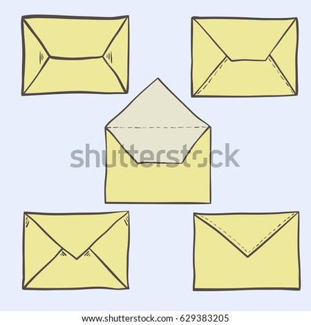 Set of cute hand drawn envelopes