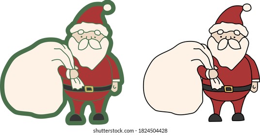 Set of cute hand drawn illustrations of Santa