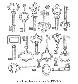 Set of cute hand drawn keys