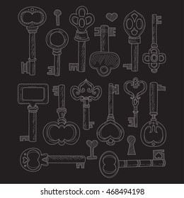Set of cute hand drawn keys