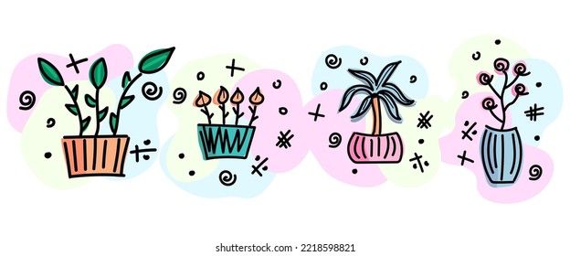 A set of cute hand drawn plants. Good for any project.