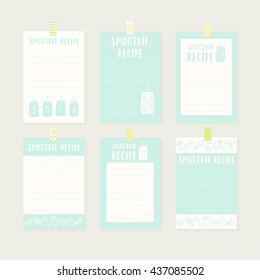 Set of cute hand drawn smoothie recipe cards. Vector illustration.