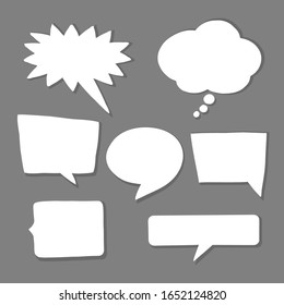 Set of cute hand drawn speech bubbles in doodle style. Talk clouds sketching. Balloon shapes with scribble texture collection for your blog, social network posts, advertisement