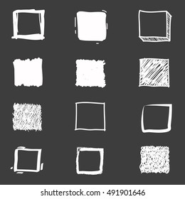 Set of cute hand drawn squares. Doodle style sketching. Vector illustration.