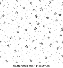 Set of cute hand drawn star. Vector illustration. Set of isolated home breakfast decorative elements. Chess grid order black pattern on white background