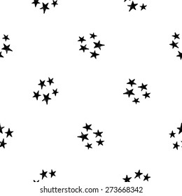Set of cute hand drawn star. Vector illustration. Set of isolated home breakfast decorative elements. Chess grid order black pattern on white background