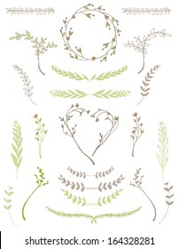 Set Of Cute Hand Drawn Vector Laurel Branches And Leaves Perfect For Wedding Designs