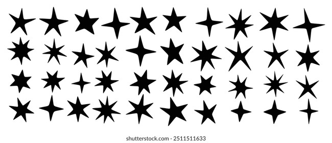 Set of cute hand drawn vector star.