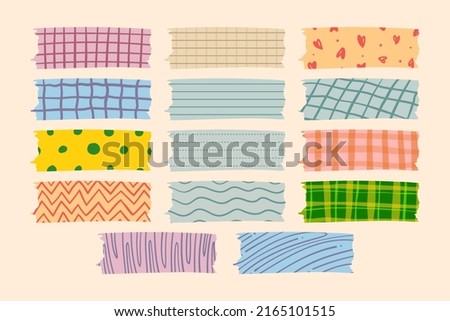 Set of cute hand drawn washi tape with abstract pattern