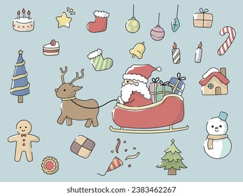 set of cute hand-drawn christmas illustrations