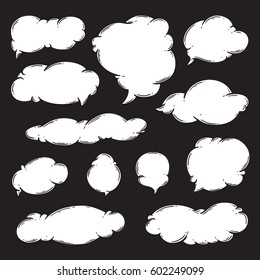 Set of cute handdrawn cloud with blackboard background vector illustration