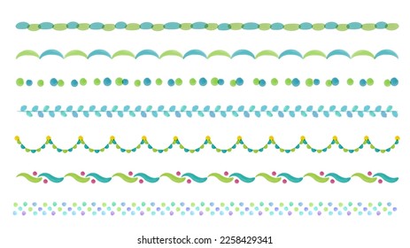 A set of cute hand-drawn decorative borders in cold colors.Easy-to-edit vector material.There are other variations as well.