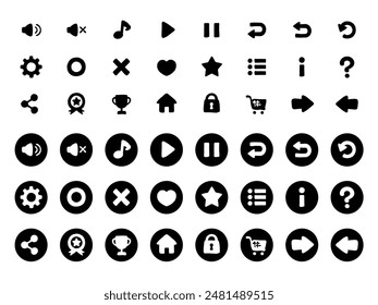 A set of cute hand-drawn game UI icons