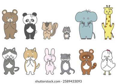 A set of cute hand-drawn illustrations of animals showing "Gah!" reactions
