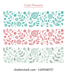 Set Of Cute Handrawn Flowers In Vectors