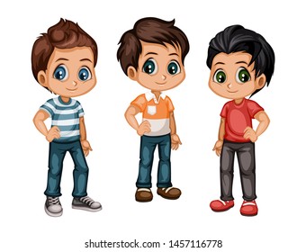 Set Cute Handsome Boys Stylish Clothes Stock Vector (Royalty Free ...