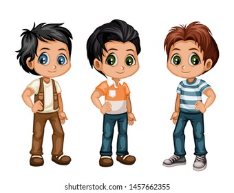 Set Cute Handsome Boys Stylish Clothes Stock Vector (Royalty Free ...