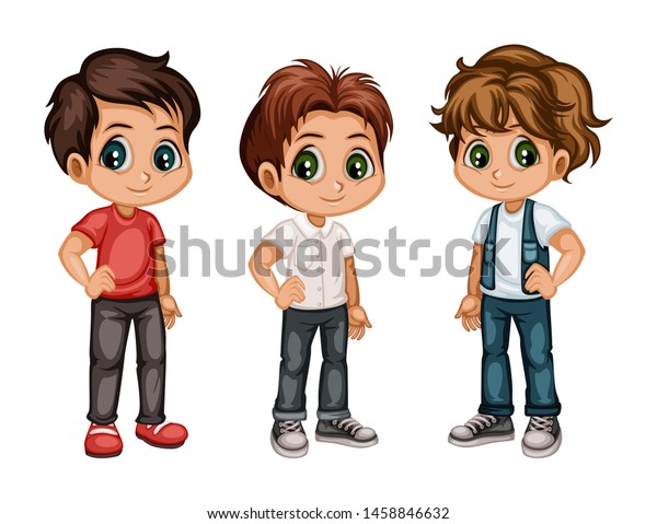 Set Cute Handsome Boys Stylish Clothes Stock Vector (Royalty Free ...