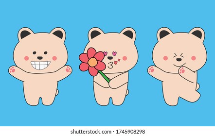 Un lindo oso feliz sobre el azul