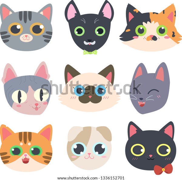 Set Cute Happy Face Vectors Different Stock Vector (royalty Free 