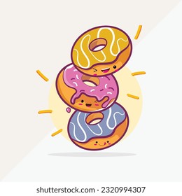  Set of Cute Happy Smiling Doughnut