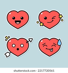 Set of Cute Heart Character Expressions
