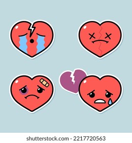 Set of Cute Heart Character Expressions