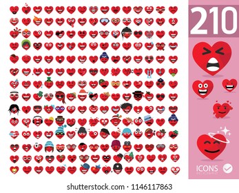 Set Cute Heart Emoji Emoticons