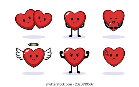 Set of cute heart love Valentine Day