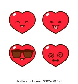 Set of Cute Heart Stickers