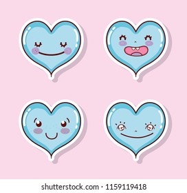 Set of cute hearts cartoons