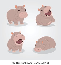 Definir design de ilustração de personagem Hippo pygme bonito