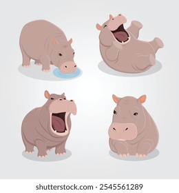 Definir design de ilustração de personagem Hippo pygme bonito