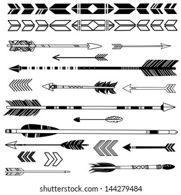 A set of cute hipster arrows, hand drawn doodles