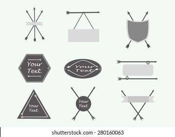 A set of cute hipster arrows, hand drawn doodles