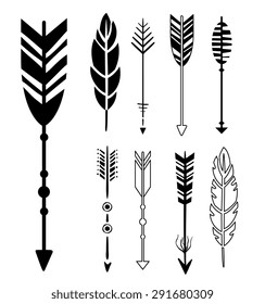 Set of cute hipster arrows, hand drawn doodles