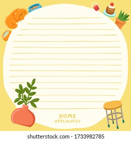 Set of cute home appliances. Notebook layout. Vector Illustration
