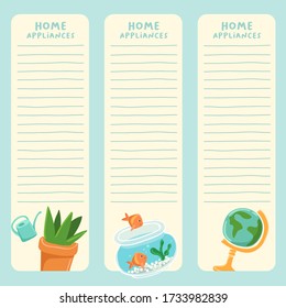 Set of cute home appliances. Notebook layout. Vector Illustration