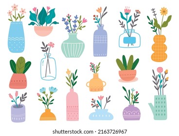 Set of Cute Home Plant With Cute Vase Design Element