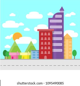 Set of cute houses in flat style. Building and home, architecture, vector illustration