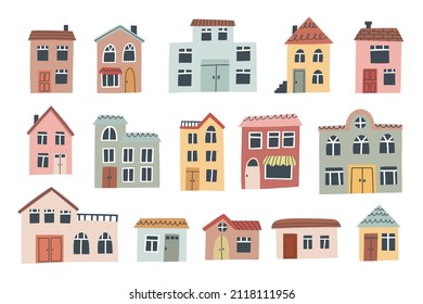 Set cute houses for nursery design  HAnd drawn vector illustration 