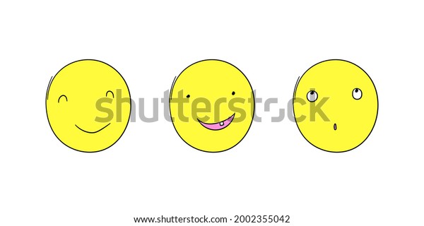 Set Cute Human Emoticons Smile Icons Stock Vector (Royalty Free ...